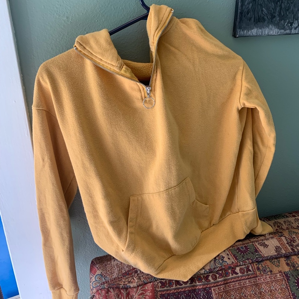 Yellow pull over with partial zipper